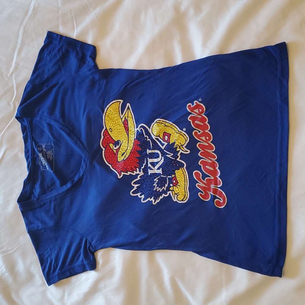 KU Jayhawk Shirt with Rhinestones Size Small